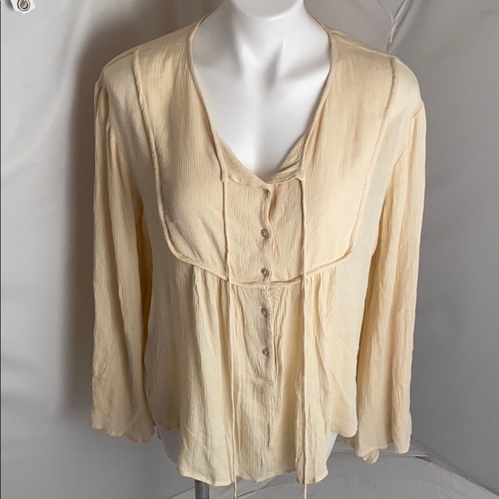 Elan cream boho long sleeve peasant top